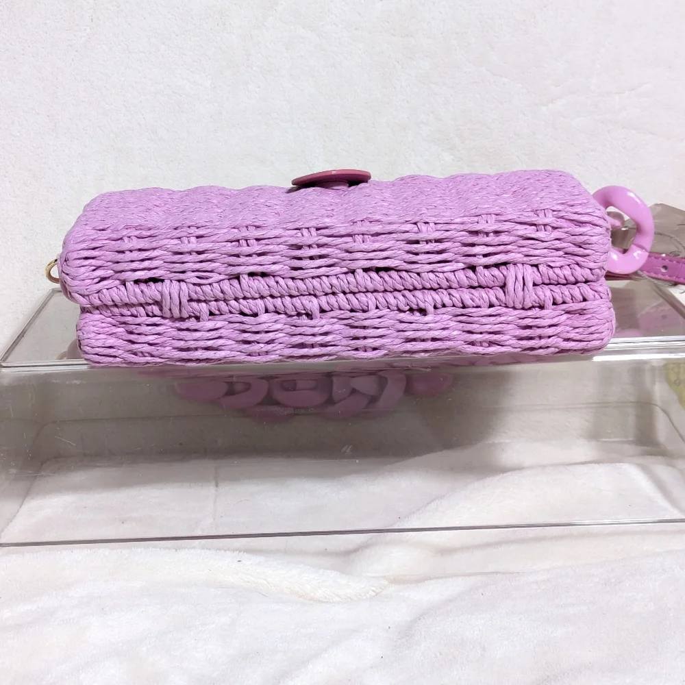 NWT A New Day Target Pink Straw Bag Crossbody and Chain Strap Easter Barbiecore - Picture 4 of 13